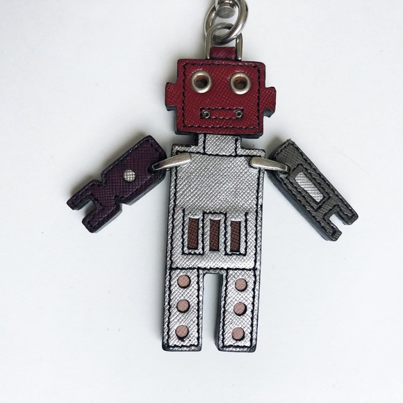 Prada Bag Charm Robot Key Ring Accessory Saffiano Leather HTF Rare with COA - Picture 5 of 8